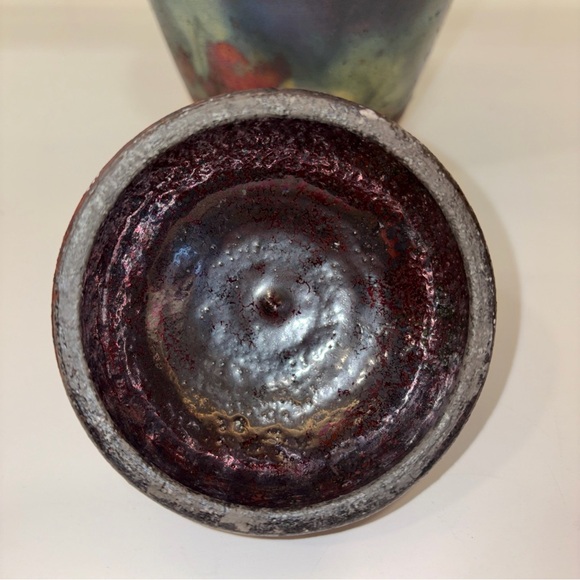 Handcrafted Multicolor Ceramic Vase Raku - Picture 7 of 16
